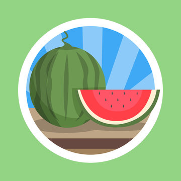 Watermelon Flat Design Illustration