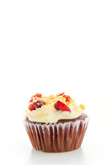 Red cupcake velvet isolated white background