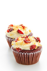 Red cupcake velvet isolated white background