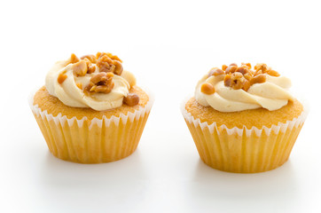 Nuts cupcake isolated on white background