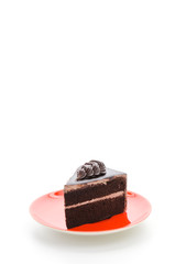 Chocolate cake isolated on white background