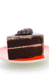 Chocolate cake isolated on white background