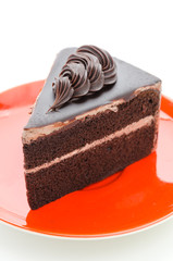 Chocolate cake isolated on white background