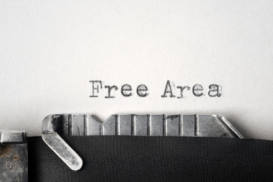 "Free Area" written on an old typewriter