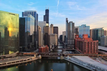 Deurstickers Chicago Chicago River van bovenaf