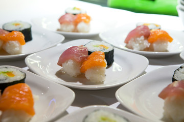 Japanese sushi food on the plate