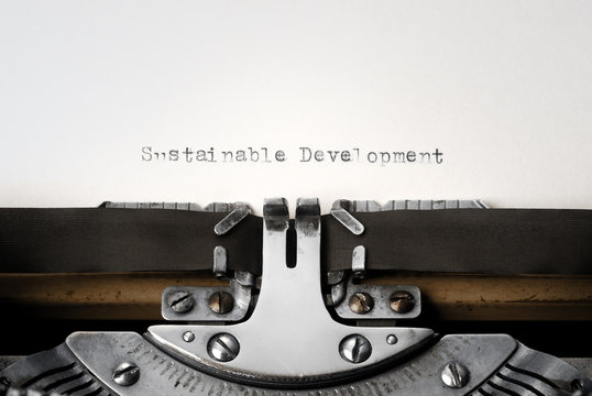 "Sustainable Development" written on an old typewriter
