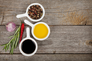 Olive oil and vinegar with spices