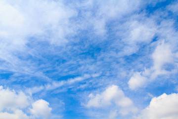 Distribution of white clouds on the clear blue sky for backgroun