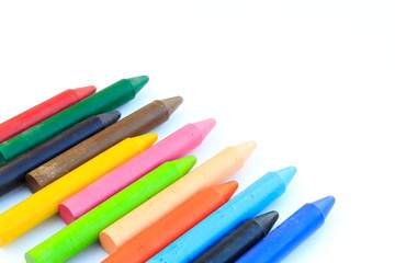 wax crayons isolated on white background