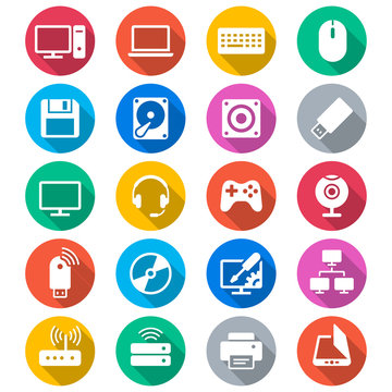 Computer flat color icons