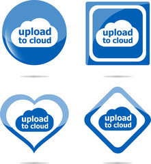stickers label set business tag with upload to cloud word