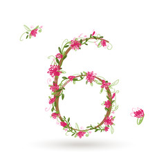 Floral number six for your design