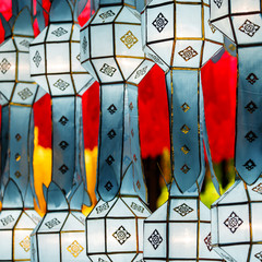 Close-up colorful international lanterns