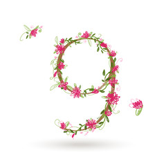 Floral number nine for your design