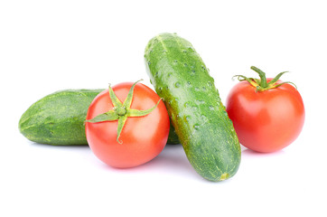 Ripe vegetables isolated on white background