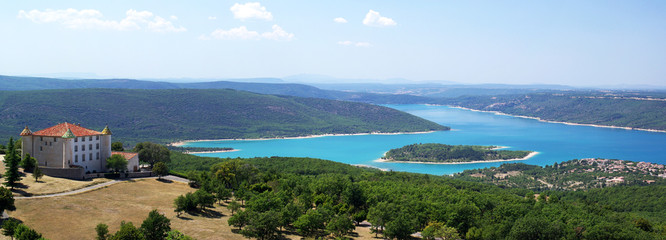 Panoramic view the Lake of Sainte-Croix, France