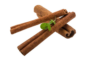 Cinnamon with mint leaf and star-anise