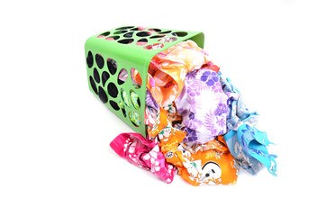 unwashed cloth in basket