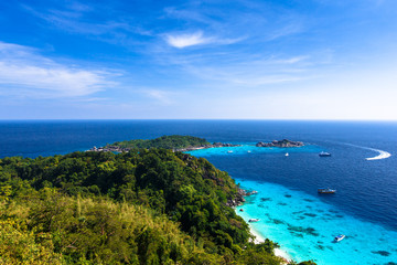 Aerial view of a beach from viewpoint of similan island