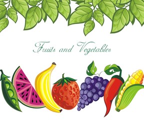 Fruit  background with leaves