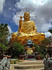 Golden Buddha with Lotus Flower in Dalat, Vietnam, Asia