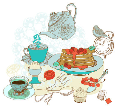 Vintage color morning tea background