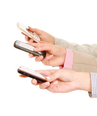 Business team people group with phone