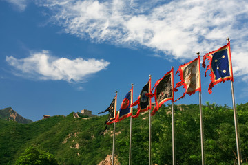 Ancient military flags at the Great Wal