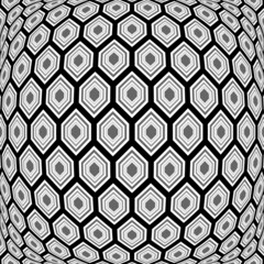 Design monochrome warped hexagon pattern