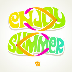 Flip-flop with summer greeting - vector illustration
