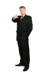 Closeup of a businessman pointing at you