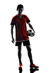 Fototapeta na wymiar asian soccer player young man silhouette