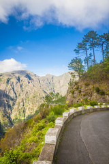 Empty typical road in Madeira island, Portugal