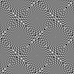 Design seamless monochrome circular striped illusion pattern