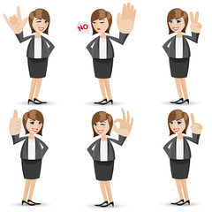 Fototapeta premium cartoon businesswoman with sign hand