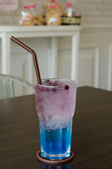 Blue cocktail with ice
