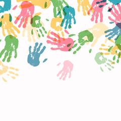 Vector Background with Colorful Hand prints