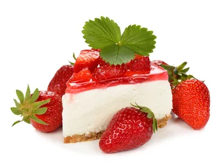 Gordijnen aardbeien cheesecake © olyina