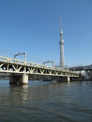 Obraz premium 東京スカイツリーと鉄橋
