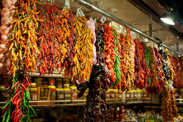  Sale of spices in the central market of Budapest, Hungary