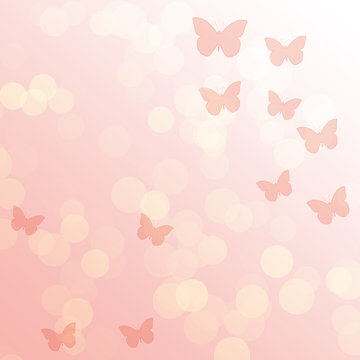 Pink gradient abstract background with butterflies