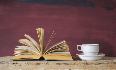 open book and a cup of coffee, free copy space