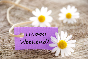 Obraz premium Purple Label with Happy Weekend