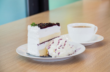 Blueberry cake and coffee