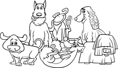 cartoon dogs group coloring page