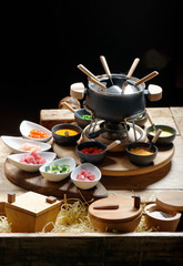 table for a party served with a fondue