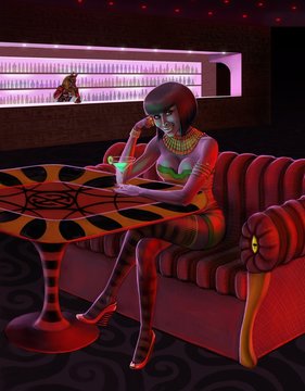 Pretty woman in bar