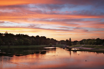 Naklejka premium Nevezis River in Panevezys. Lithuania