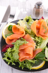 vegetable salad with salmon
